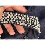 Alex Evenings Woman's  Short Metallic Knit‎ Dress with Beaded Neckline Dark 16 Photo 7