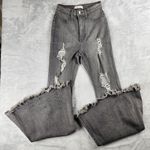 Vibrant  M.i.U. Women's Flare Jeans Gray Distressed Size 1 / 24 Photo 0