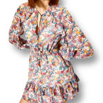 ZARA  Pink Floral Ruffle Tiered Long Sleeve Mini Dress Boho Cottagecore Fairy L Photo 0