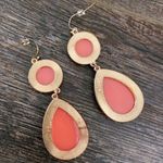 Drop Earrings Salmon Pink Diamond Edge Teardrop Bobble Style Jewelry Gold Detail Photo 1