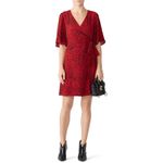 Sanctuary Red Black Animal Print V-Neck Tie Waist Girl on Fire Wrap Dress XS Photo 5