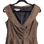 Kay Unger New York Bronze Sleeveless Midi A Line Dress Textured Fabric Size 6 Photo 2