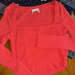 Urban Outfitters  Coral Long Sleeve Ribbed crop Top Photo 2