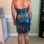 VTG Alyce Designs Blue Silver Halter Party Sequin Mini Dress 12 Photo 13