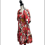 Mlle Gabrielle  Red Floral Tiered Cotton Dress Women’s S | Beach Coastal Cottage Photo 2
