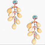 JCREW Mercantile Beaded Shell Statement Earrings Beach Coastal Chic Blue Photo 1