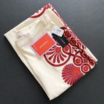 La DoubleJ Medallion Placée Stretch Pants Cream Envers Satin Sz L NWT Red Size L Photo 3