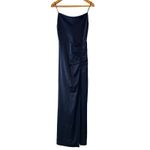 Alice + Olivia  Diana Sapphire Satin Maxi Dress Cowl Neck Slit Size 2 Photo 1