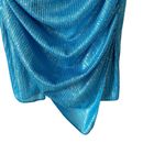 Ramy Brook Shimmering Metallic Turquoise Blue Long Sleeve Dress size 6 Ruched Photo 1