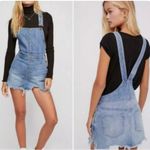 Free People Torn Up Jumper Frayed Hem Overalls Mini Dress Size 6. Pink D… Photo 2