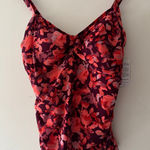NEW!! L.L. Bean Floral Sunblocking Tankini Top Swimwear UPF 50+ Lycra Xtra Life Pink Size 16 Photo 0