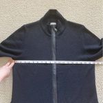 Chico's Chico’s Black Wool Blend Full Zip Coat Jacket Leather Trim Stretch Size 1 EUC Photo 4