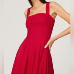 Reformation Mika Cotton Midi Dress in Red Photo 3
