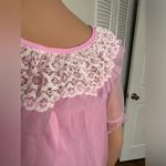 Vintage pink satin lace trimmed nightgown and sheer‎ robe Photo 5