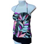 Hula Honey  Size M Olive‎ Multi Hyper Tropics Printed Tankini Swim Top Photo 1