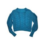 Free People  Blue Cable Knit Cropped Sweater Size S Photo 1