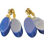 Trifari  Crown Blue dangle Clip On earrings with gold tone clips Photo 0