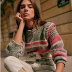 Sézane 💕SEZANE💕 Yara Striped Pullover Sweater ~ Grey/Fuchsia Small Photo 0