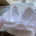 Cherish Large white lacy strappy bralette stretchy lined  smocked criss cross Photo 6