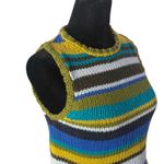 EXPRESS Vintage Crochet Knit Top Women S Colorful Striped y2k Sleeveless Retro Photo 4