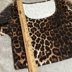 Leopard Cheetah Animal Print Crop Short Sleeve Top Stretch 2XL XL Brown Size 1X Photo 10