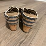 Merona Criss Cross Stud striped Cork Wedge Heels blue tan size 8 Photo 2