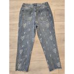 No Boundaries  Womens Heart Print High-Rise Straight Junior 11 Raw Hem Jeans Photo 1