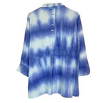 Ali Miles Tie Dye Tunic Blouse Size XL Crinkle Blue White Photo 5