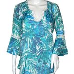 Ava & Grace Shirt Womens Small Blue White Floral Botanical Tunic Boho Peasant Blue Photo 0