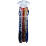 Raquel Allegra Ethereal Tie Dye Waterfall Rainbow Off the Shoulder Maxi Dress 2 Blue Size L Photo 3