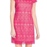 Eliza J Pink Scalloped Lace Crewneck Sheath Dress Photo 0