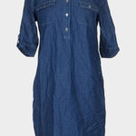 J.McLaughlin Lawrence Denim Chambray Shirt Dress Roll Tab Sleeves Blue Cotton S Photo 0