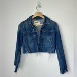 L'Agence Janelle Jean Jacket Raw Hem Cropped Size S Collared Long Sleeves Photo 1