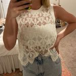 Anthropologie Deletta White Lace Tank Top Photo 0