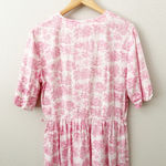 VINTAGE | Pink White Toile Cottagecore Homestead Prairie Dress | Size Large Photo 0