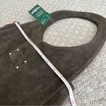 NEW! L.L. Bean Nubuck Leather Suede Over the Shoulder Bag Coal Dust Gray Brown Photo 8