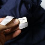 Jones New York Navy Blue Linen Dress Pleated Skirt Stripes Womens 10 Nautical * Photo 3