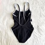 Ralph Lauren Vintage Sport Swimsuit One-Piece Black White Pony Trim Nautical 10 Photo 5