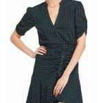 Free People Pippa Ruched Asymmetrical Mini Dress XS Women’s Black Polka Dot Photo 0