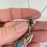 Silver Tone Turquoise Owl Pendent Necklace Photo 3