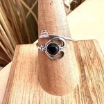Heart & Key Black Agate Sterling Silver Ring Size 8 Photo 1