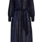 The Great ππ The Merry Dress ~ Navy Blue Velvet Burnout Polka Dot Midi M NWT Photo 7