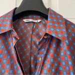 ZARA  Geometric Pattern Shirt Dress Womens SZ Medium Blue Red Orange Button *FLAW Photo 5