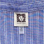 Anne Klein  Denim Blue & White Stripe Sleeveless Tie Front Blouse Top ~ Womens S Photo 5