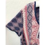 Lucky Brand | Blue Rust Boho Print Lightweight Scoop Neck Short Sleeve Tee | XL Photo 1