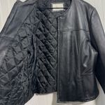 Worthington L Black Genuine Lambskin Leather Jacket Collarless Quilted Lining Photo 7