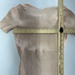 Olivaceous Oliveaceous Dress Womens Medium Beige Ribbed Knit Short Sleeve Bodycon Cutout Photo 6