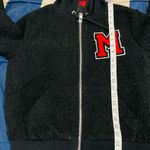 Forever 21  Black Thick Winter Fleece Jacket with Red Plaid Detail Photo 5