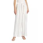 Elie Tahari Catherine Wide Leg Belted Pants Woman's 8 White Subtle Striped Photo 2