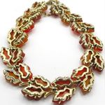 Vintage 1960 Signed Lisner Thermoset Lucite Fall Leaves Necklace Bracelet Set Orange Photo 5